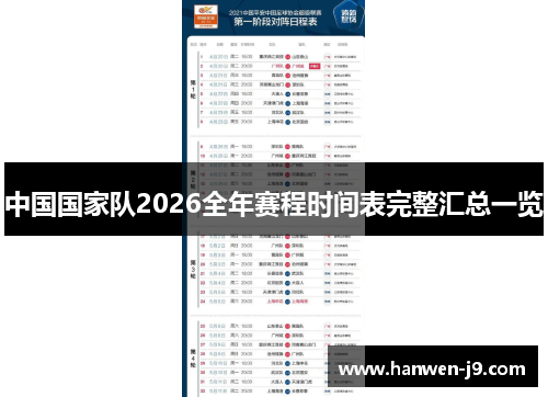 中国国家队2026全年赛程时间表完整汇总一览 中国国家队2026全年赛程时间表完整汇总一览